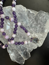 "Eye Am Magnetic"  Amethyst/Charoite/Kunzite/ Rose Quartz Necklace and Cradle- Interchangeable Sterling Silver Jewelry System Component